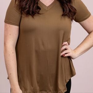 NWT P & Rose Jewel Tone Chocolate Brown Fall Casual Chic Tunic Top Size Small